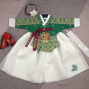 227.궁중초록날개(여)_(백일~15호) 여아한복 아동 돌복 돌한복 유아 아이 금박 전통 당의 이중치마