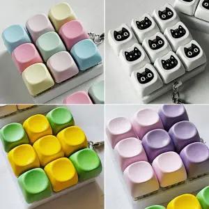 고양이 컬러 큐브 딸깍이 9 키보드 키캡 키링 장난감