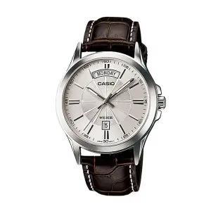 카시오 남성 가죽 손목 시계 MTP-1381L-7A
