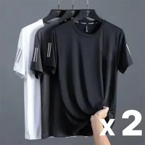(총 2장) 아이스 냉감 반팔 쿨 티셔츠 남자 등산 골프 러닝 기능성 라운드 티