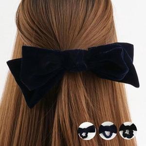 [VY] 여자 보들 수제 검정 헤어 리본 새틴 머리끈_16082702_588847