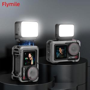 Flymile 비디오 조명 DJI Action 5 Pro/Osmo 4 미니 블로깅 라이트 3000K/4440K/8700K 가능 자기 카메라