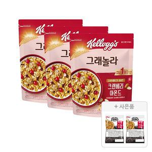 켈로그 크랜베리 아몬드 그래놀라, 500g, 3개 + 증정( 프로틴 그래놀라 제로슈거 40g, 2개 )