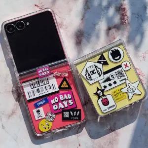 갤럭시 Z플립 5 6 7 스웨그 스티커 힌지보호 투명 하드 케이스 제트플립