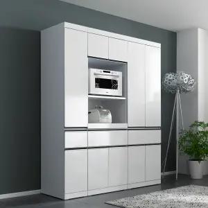 홈스빌 모던 2000 주방수납장 키큰장 광파형 밥솥 오븐렌지대 다용도장 화이트 하이그로시