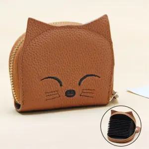 고양이 여우 디자인 미니 지갑 교통카드 소형 세련된 수납 가죽카드지갑 여성카드지갑 고급지갑