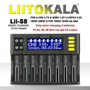LiitoKala Lii-S8 CH4 배터리 충전기 18650 3.7V 리튬 NiMH 1.2V 9V Li-FePO4 IMR 26650 21700 AA