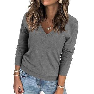 ATHMILE 여성 가을 탑 2025 패션 트렌디 풀오버 스웨터 V 넥 긴 소매 셔츠 니트 블라우스 의상