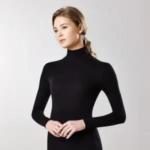 여성 발열 내복 상의 겨울 내의 목폴라 터틀넥 검정