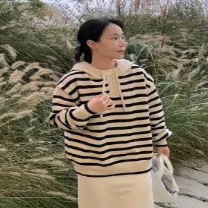 샌드칩 단가라 후드 니트 (2color)