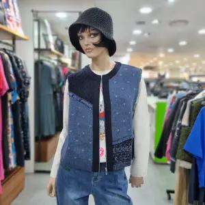 베네통/애플아울렛/믹스 짜임 니트 집업 베스트/BAKVA1561