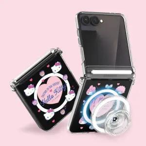 갤럭시 Z플립 7 FE 6 5 케이스 헬로키티 산리오 캐릭터즈 큐티 마그네틱 힌지 맥세이프 클리어 하드 try