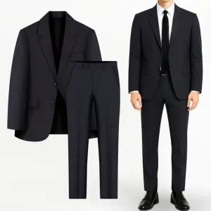 남성 정장 세트 슬림핏 스판 네이비 봄 가을 캐주얼 남자 세미정장 수트 마이 자켓 바지 셋업 빅사이즈