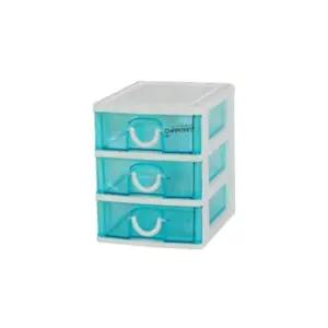 해피 서랍장 3단 블루 해피 서랍장3단 정리 수납함 대형서랍장