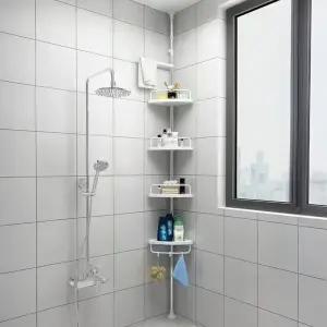 글라움베어 높이조절 무타공 욕실코너선반 기둥식 화장실정리함