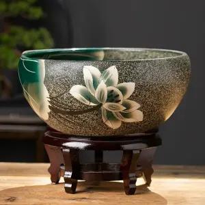 옹기 수반 도자기 항아리 돌 화분 어항 연꽃 수련 원형