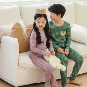 삐삐롱 25 F/W 남아 여아 초등학생 무형광 가을 겨울 모달 도톰 골지 스판 9부 실내복