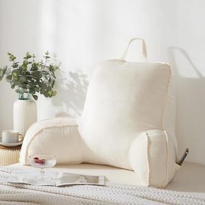 침대용 독서 베개, 등받이 침대, 의자 남녀 공용 대학 기숙사 필수품, 벨벳 베이지