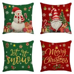 크리스마스 쿠션커버 45x45 겨울 인테리어 산타 눈사람 소파방석커버