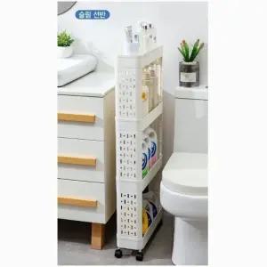 고품질 화이트 세탁실 틈새선반 4단 슬림형 스탠드선반 욕실진열대 (WFK7L49)