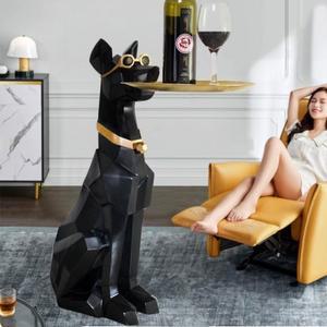 북유럽 도베르만 넥 테이블 커피 조각상 강아지 장식 인테리어