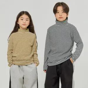 아동 유아 주니어 성인 남아 여아 줄무늬 반폴라 스마일 반목 티셔츠