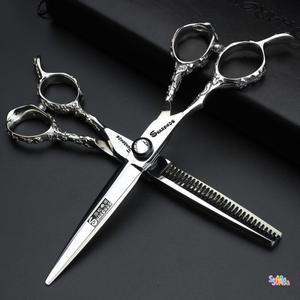 일본 전문가 실버 왼손 가위 6 인치 및 절단 미용 매우 날카로운