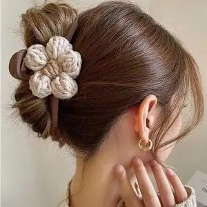 [콩심팥심]여자 데이트 룩 플라워 포인트 집게 헤어 핀 올림머리 반묶음집게핀