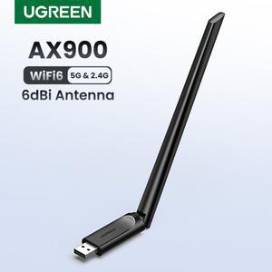 UGREEN WiFi 어댑터 AX900 6dBi 안테나 5G 및 2.4G 듀얼 밴드 동글 데스크탑 PC Windows USB 이더넷 무선
