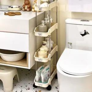 틈새선반 이동식트롤리 세탁실 수납 정리 슬림선반 3단