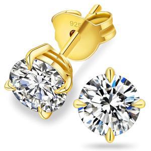 KRKC 0.6-3ct 모이사나이트 스터드 귀걸이, D 컬러 VVS1 클리어런스, 여성용 다이아몬드 귀걸이 제작, 14K 화이트 골드 S925 스털링 실버 마찰 백, 저자극성