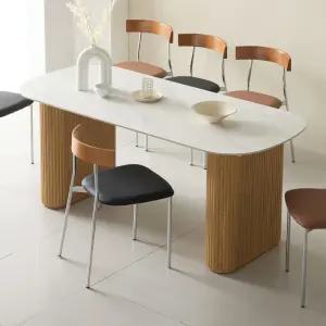 네오 세라온 템바보드 2000 세라믹 라운드 식탁 PU 의자 6인 세트 NES1702