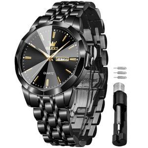 남성용 방수 다이아몬드 비즈니스 럭셔리 드레스 아날로그 쿼츠 스테인리스 스틸 야광 데이 데이트 투 톤 캐주얼 손목시계 선물