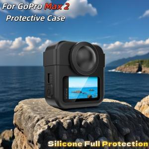 고프로 맥스 2 실리콘 보호 케이스 렌즈 커버 및 배터리 측면 포함 액션 카메라 액세서리
