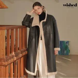 하이넥 버튼 양털 레더 무스탕 롱 자켓 (WIBDJK006)