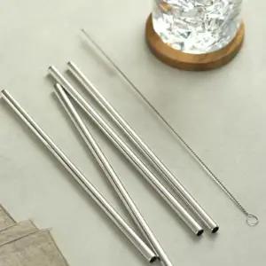 스텐 스트로우 휴대용 스테인레스 일자 빨대 세척솔 세트