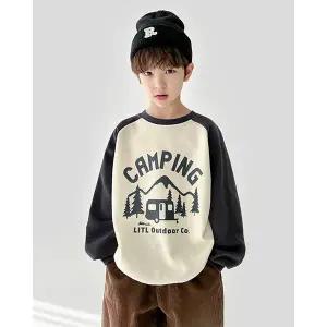 [리틀브로] (아동)B.캠핑기모맨투맨_크림[티셔츠BFJK731A]