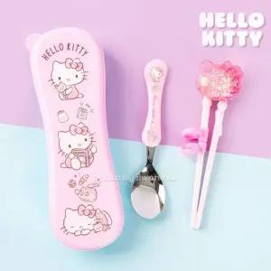 글리터 케이스 젓가락 스푼 세트 귀여운 키티 바리스타