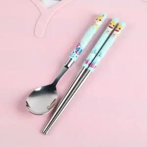 아기주니어 젓가락세트 유아 교육 스푼 핑크퐁 상어