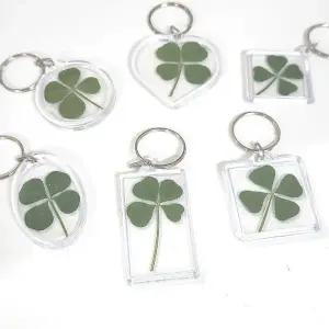 고품질 행운키링 진짜 네잎클로버 잎 키홀더 차키 열쇠고리 부적 (WFFKU7D)