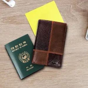고품질 오일지 소가죽 여권지갑 지폐 카드 포켓 지갑 가족여권지갑 (WFFKUAN)