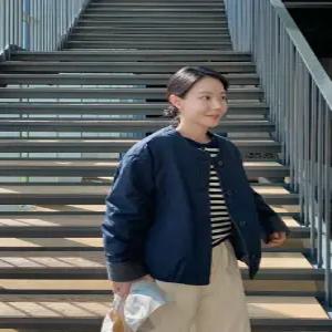 워크 배색 코듀로이 하프 패딩 (one color)