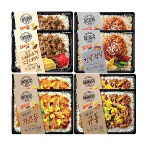 아워홈 온더고 정통 일식 가츠동 330g+함박스테이크정식 290g+숯불향 데리야끼 소불고기 덮밥 290g+정통 일식 규동 270g 각2개 (총8개)