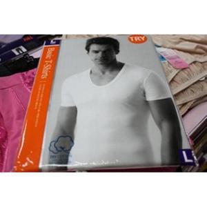 1 장 갱수네 TRY 남성 트라이 T 셔츠 반팔 런닝 백색 백물 순면 U넥T 셔츠 90 95 100 105 110 115 코튼