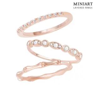 14K GP 그레이스 3종 로즈골드 데일리 링 패션 반지