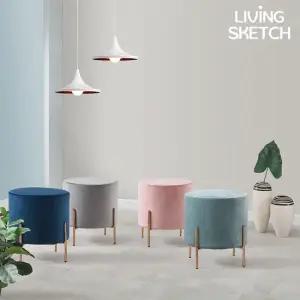 에덴 발롱 원형 로즈골드 벨벳 스툴 화장대의자