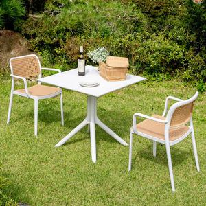 이브 야외 800 사각 테이블 스킨 암 의자 2인 세트