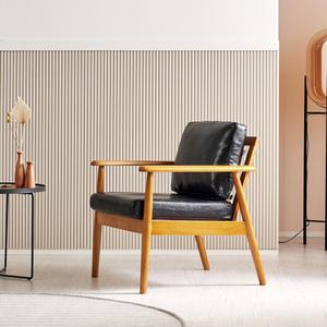 브릭 1인소파 카페의자 고무나무 원목소파