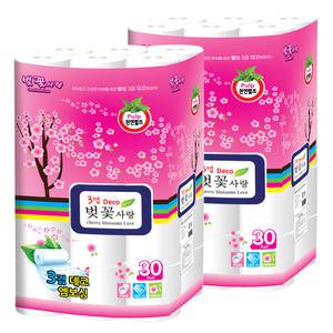 벚꽃사랑18M3겹30롤x2팩(60롤)천연펄프/화장지/휴지/두루마리