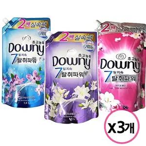 [다우니]다우니 초고농축 섬유 유연제 리필 탈취파워 1.6L 드럼 일반 겸용 3개